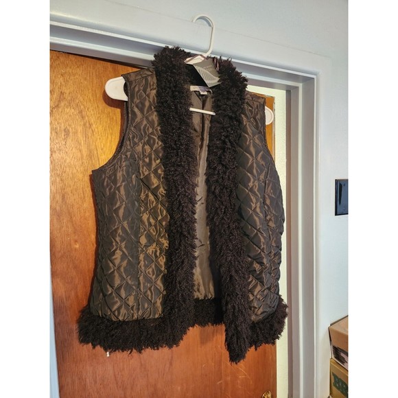 NWT VINTAGE Geneology Fashion DNA M Faux Fur PUFFER Vest BLACK NEW MEDIUM Y2K - Picture 1 of 6